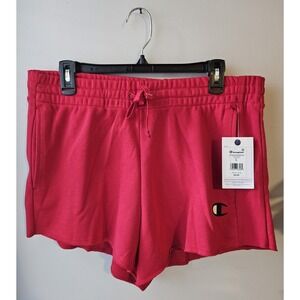 Champion Iconic Shorts Women's Large Tango Red Loose Fit Cotton Blend NWT
